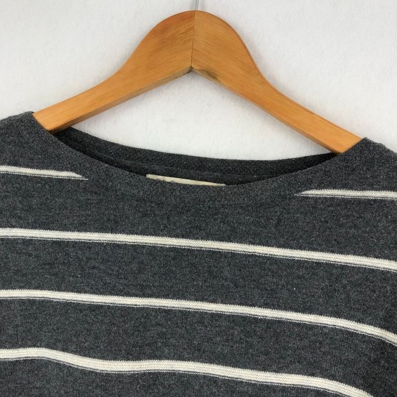 C&C California Women's Size Medium Grey White Striped Merino Wool Blend Sweater - Picture 3 of 7